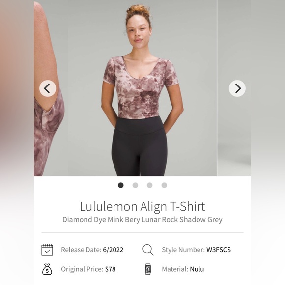 NWT Lululemon Align T-Shirt Diamond Dye Mink Berry Grey Size 6 - Picture 9 of 10